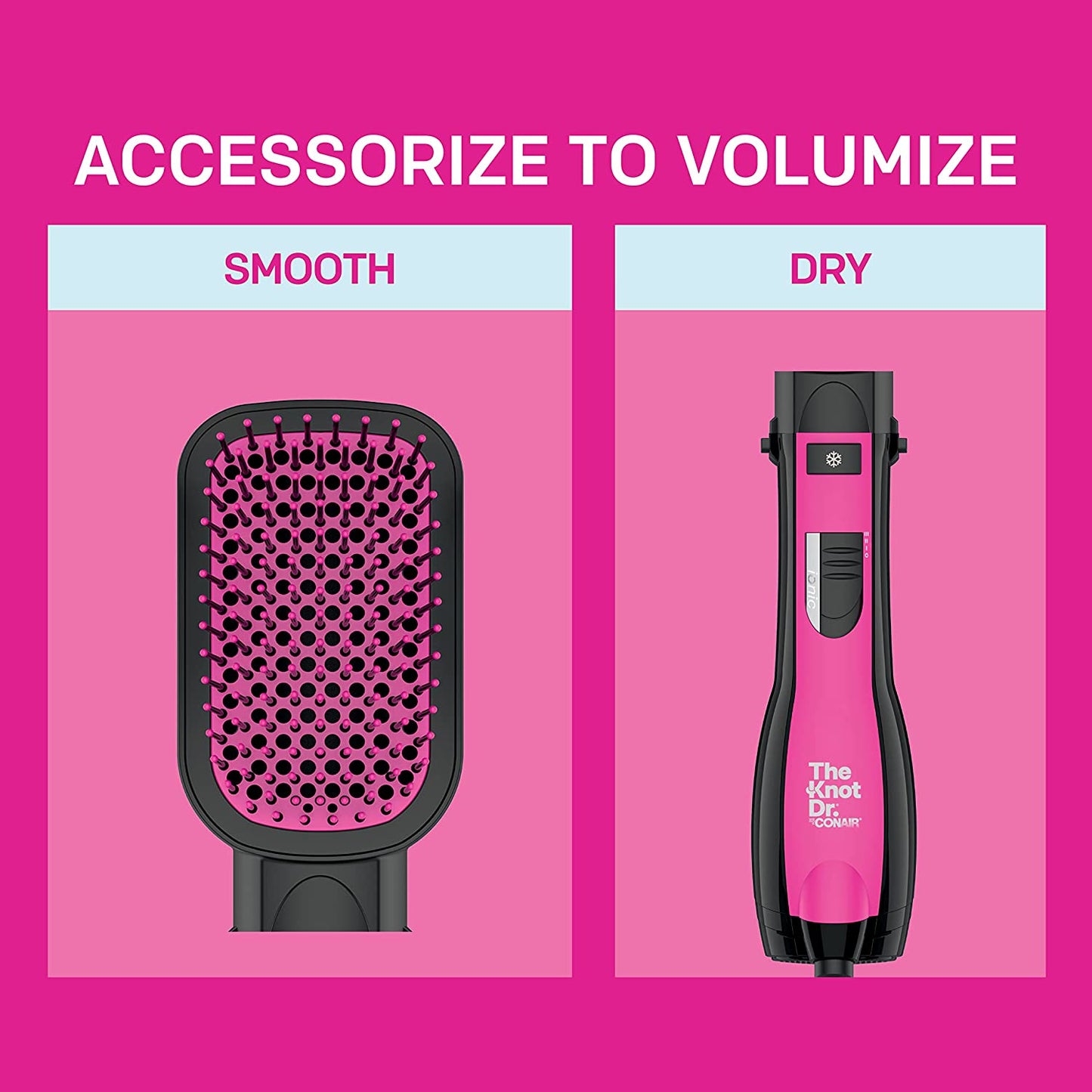 The Knot Dr. Conair BC120C All-in-1 Smoothing Detangling Dryer Brush Pink | GreenLifeHuman Emporium