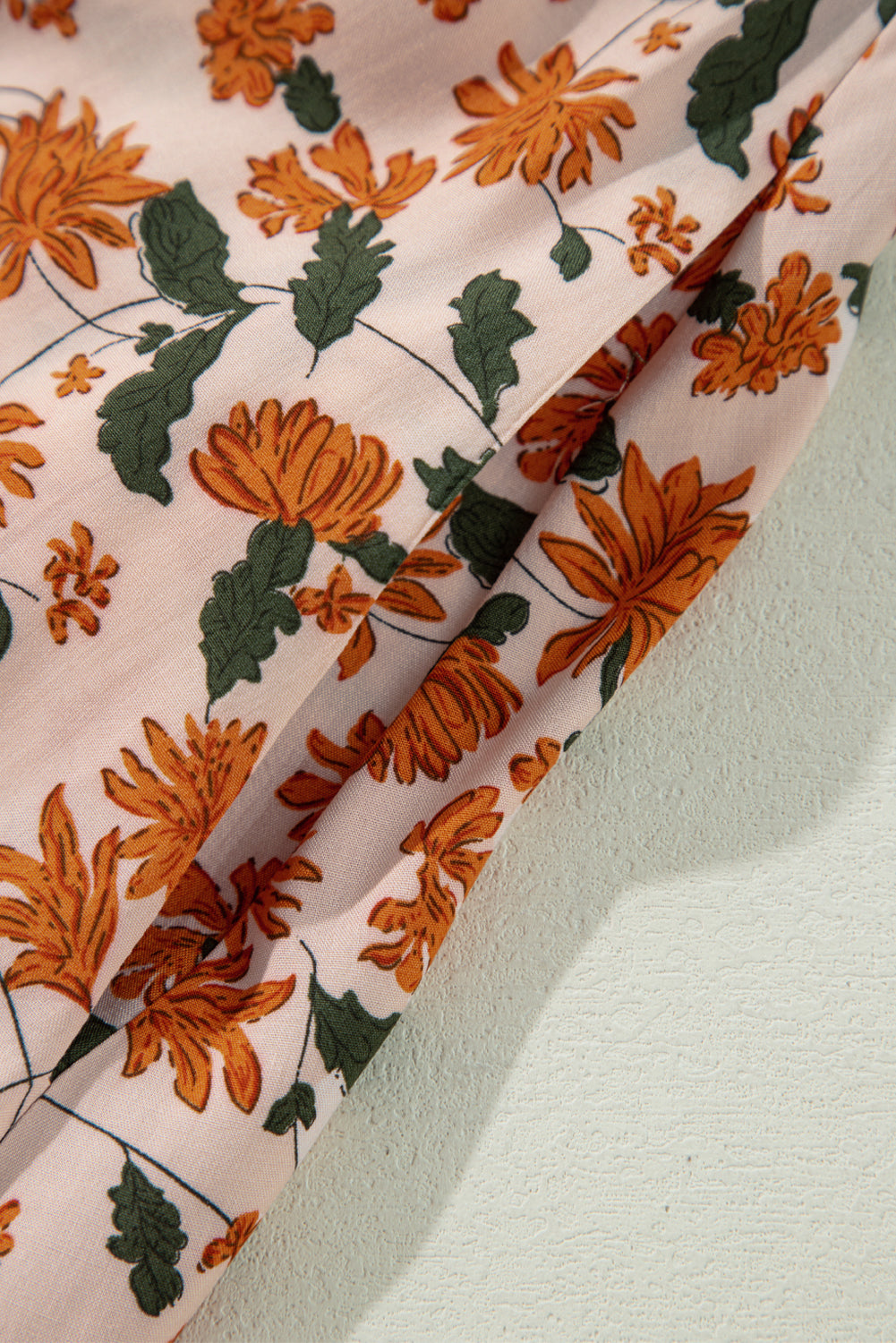 Floral Elegance: Floral Beige Babydoll Dress 100% Viscose