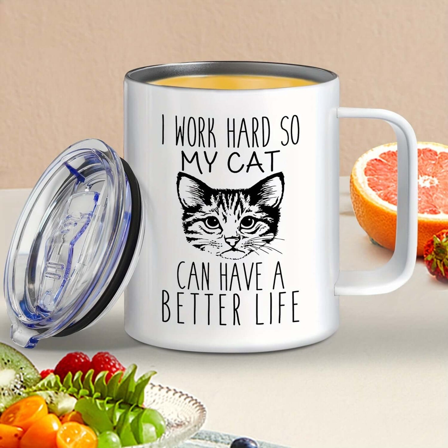 Feline Motivation: 12oz Travel Mug for Cat Lovers