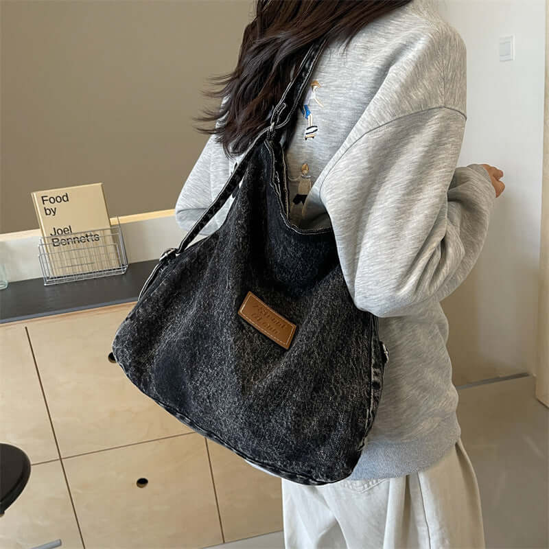 Denim Chic: Adjustable Strap Shoulder Bag