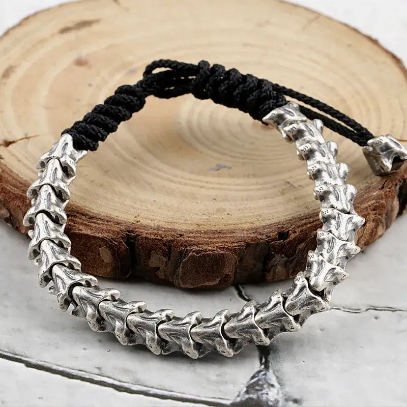 925 Sterling Silver Snake Bone Charm Bracelet