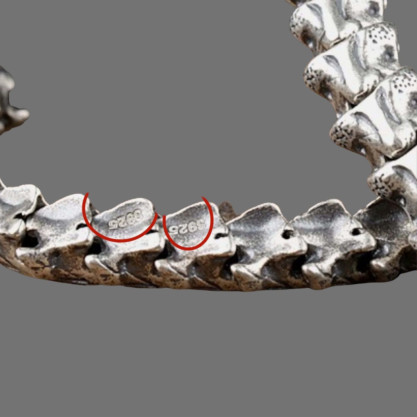 925 Sterling Silver Snake Bone Charm Bracelet
