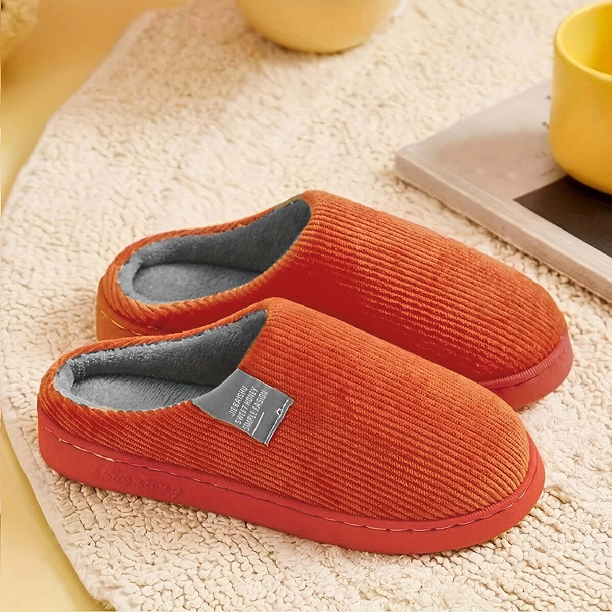 Anti-Slip Soft Plush Cozy Ribbed Corduroy House Slippers | GreenLifeHuman Emporium