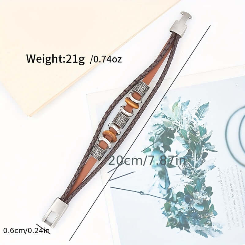 Beaded Multi-layer American Punk Leather Men's Bracelet