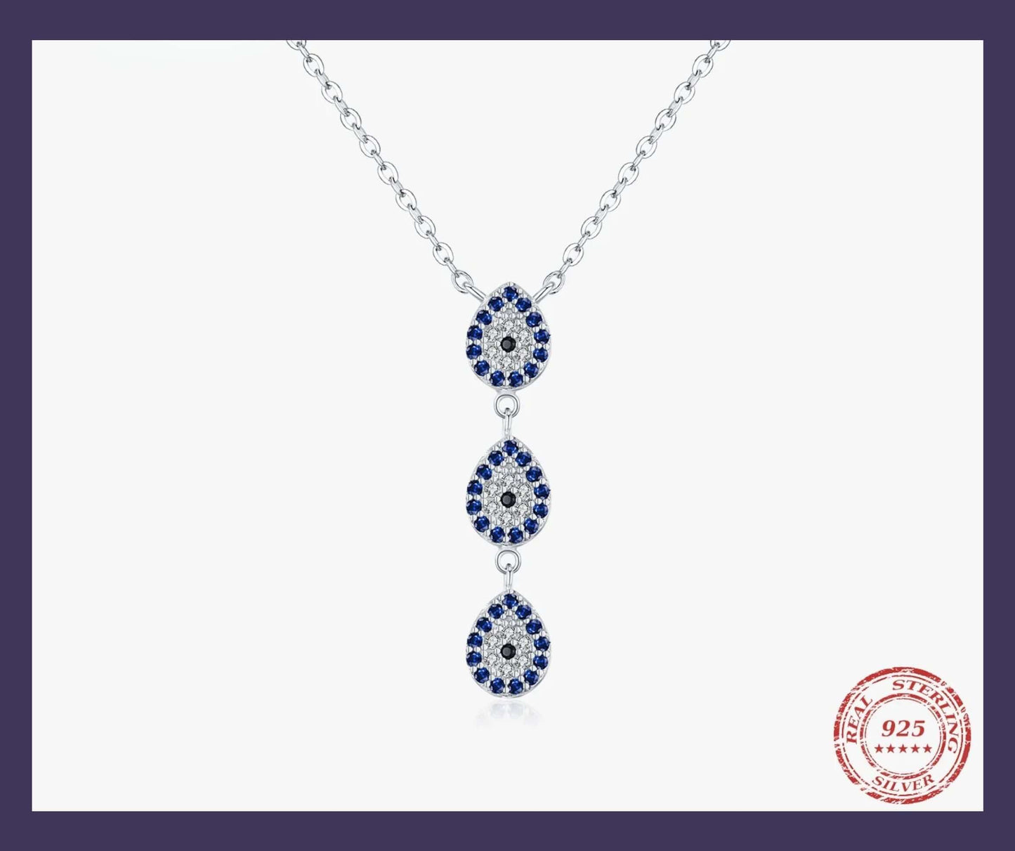 Blue Elegance Sterling Silver Water Drop Y Necklace