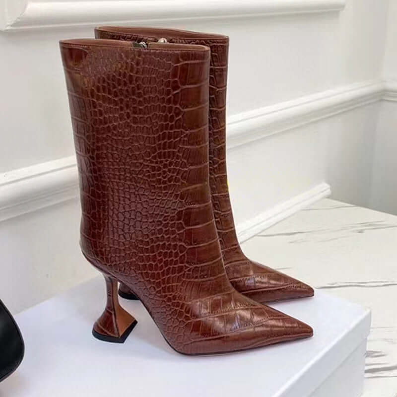 Fierce & Fabulous: Snake Pattern Wine Glass Heels Boots