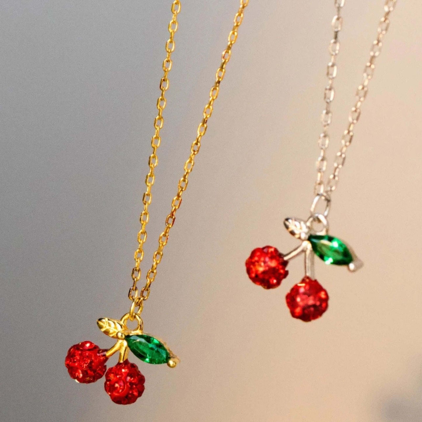 Cherry Charm: 925 Sterling Silver Pendant Necklace