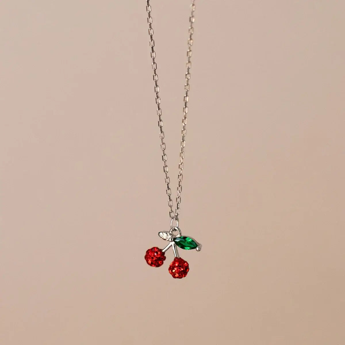 Cherry Charm: 925 Sterling Silver Pendant Necklace