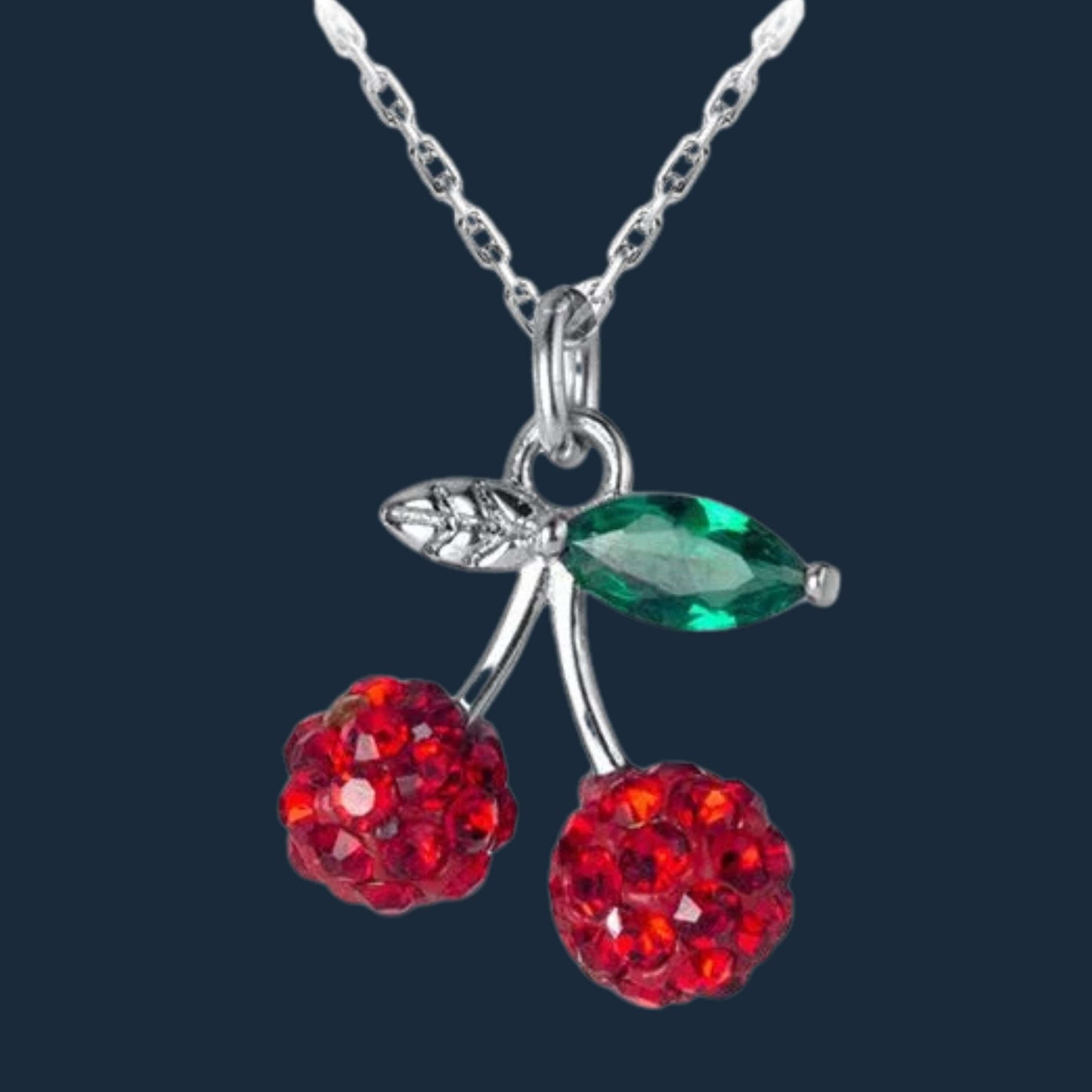 Cherry Charm: 925 Sterling Silver Pendant Necklace