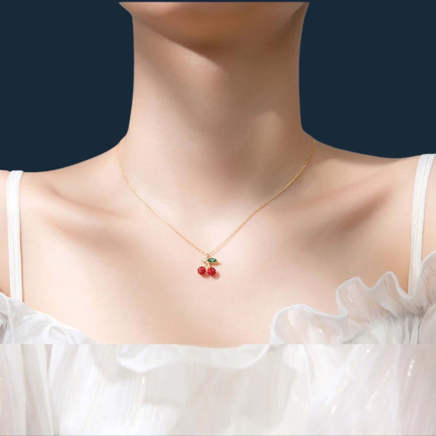 Cherry Charm: 925 Sterling Silver Pendant Necklace