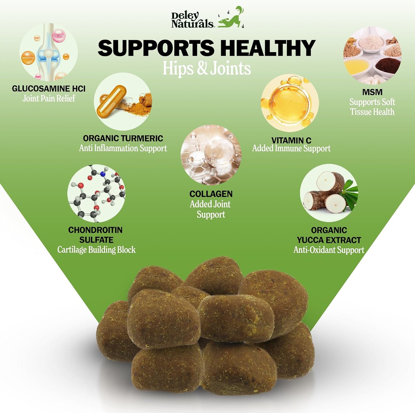 Natural Grain-Free Soft Chews Hip & Joint Supplement for Dogs - Advanced Arthritis Relief 480g