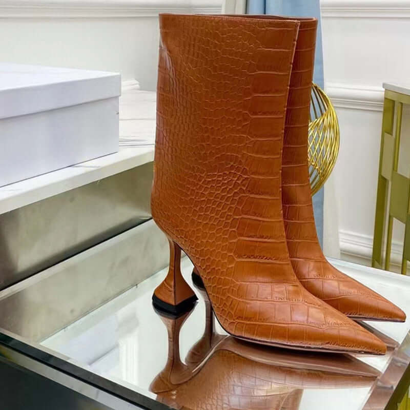 Fierce & Fabulous: Snake Pattern Wine Glass Heels Boots