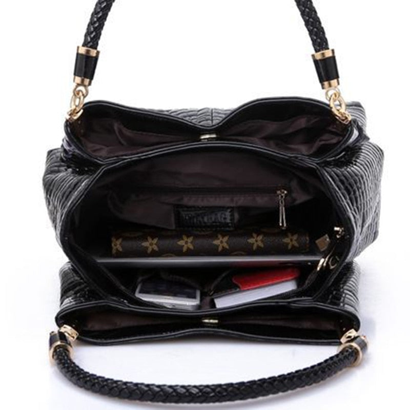 Women Luxury PU Leather Bolsa Sac Crocodile Pattern Shoulder Handbag | GreenLifeHuman Emporium