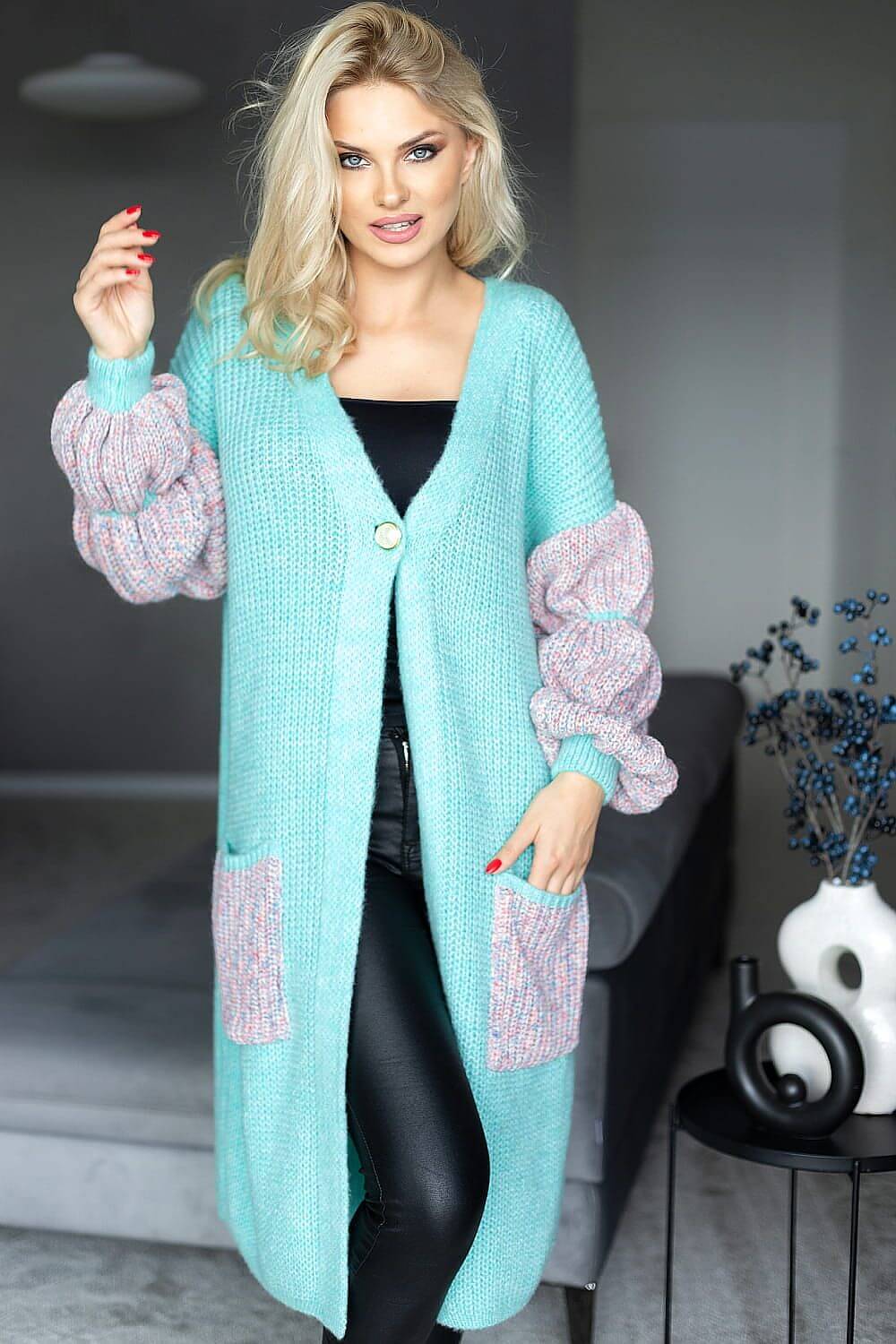 Fluffy Wool-Blend Cardigan for Women - One Size