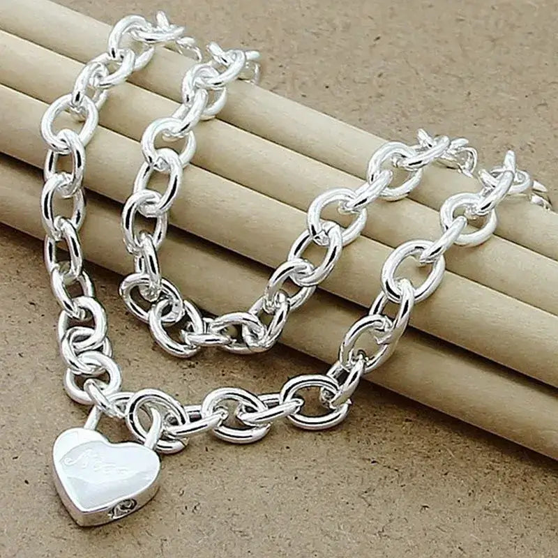 Hypoallergenic 925 Sterling Silver Heart Pendant Necklace