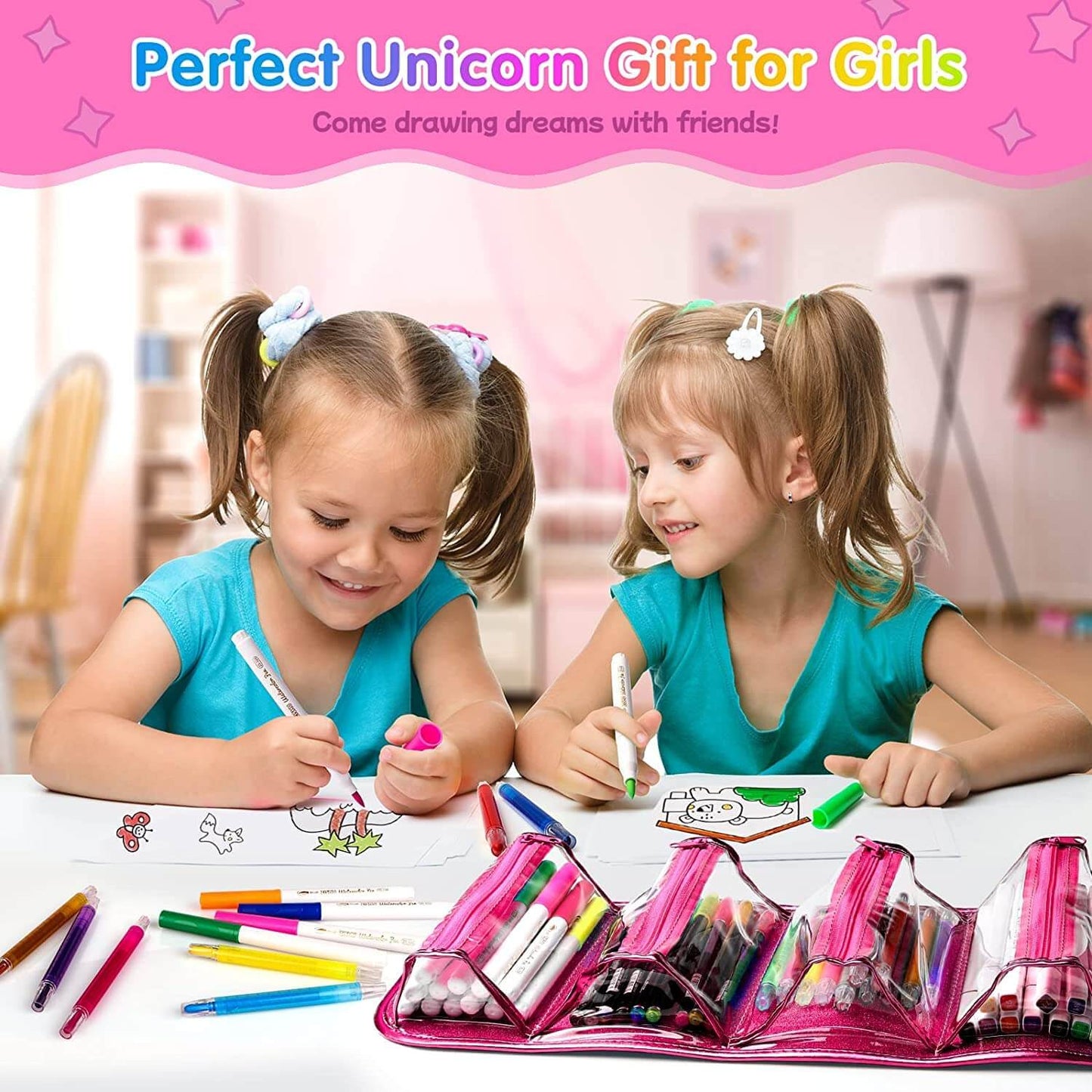 Kids Art Supply Kit with Washable Markers