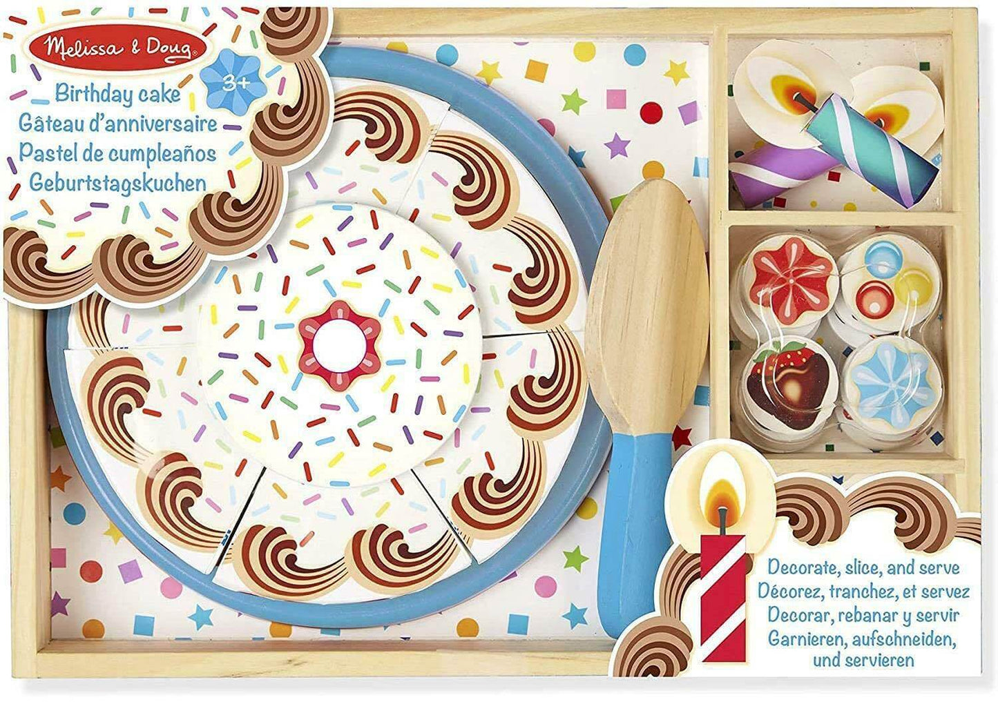 Pretend Play Fun 34-Piece Wooden Birthday Cake Set