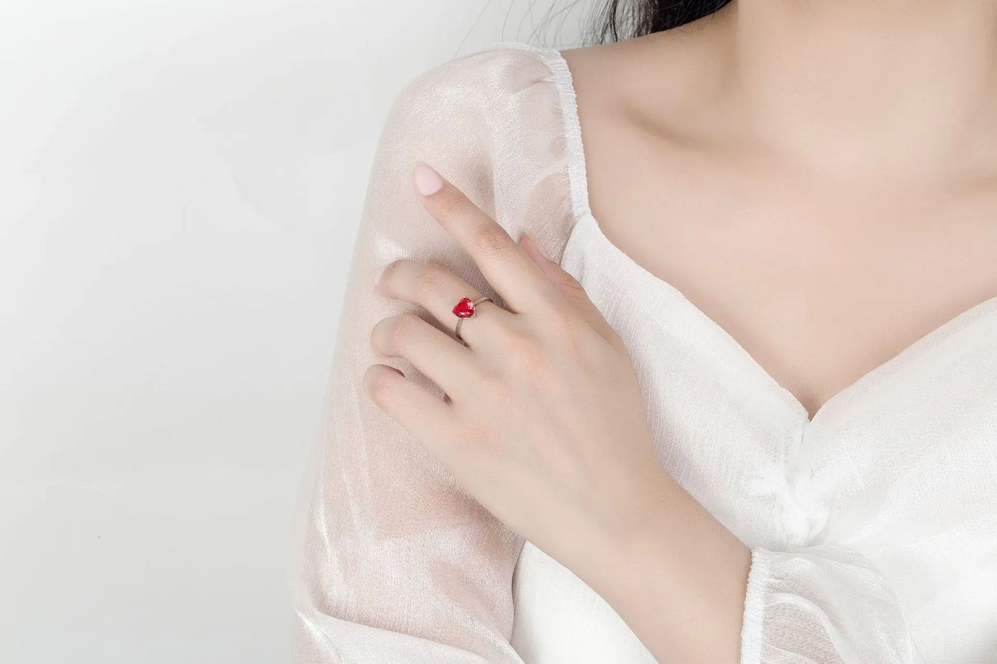 Heart Glow: Sterling Silver Ring, Earrings & Necklace Set