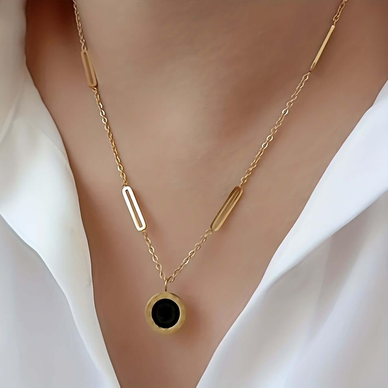 Roman Luxe: 18K Gold Plated Pendant Necklace