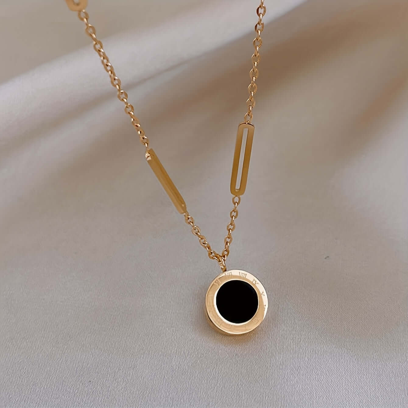 Roman Luxe: 18K Gold Plated Pendant Necklace