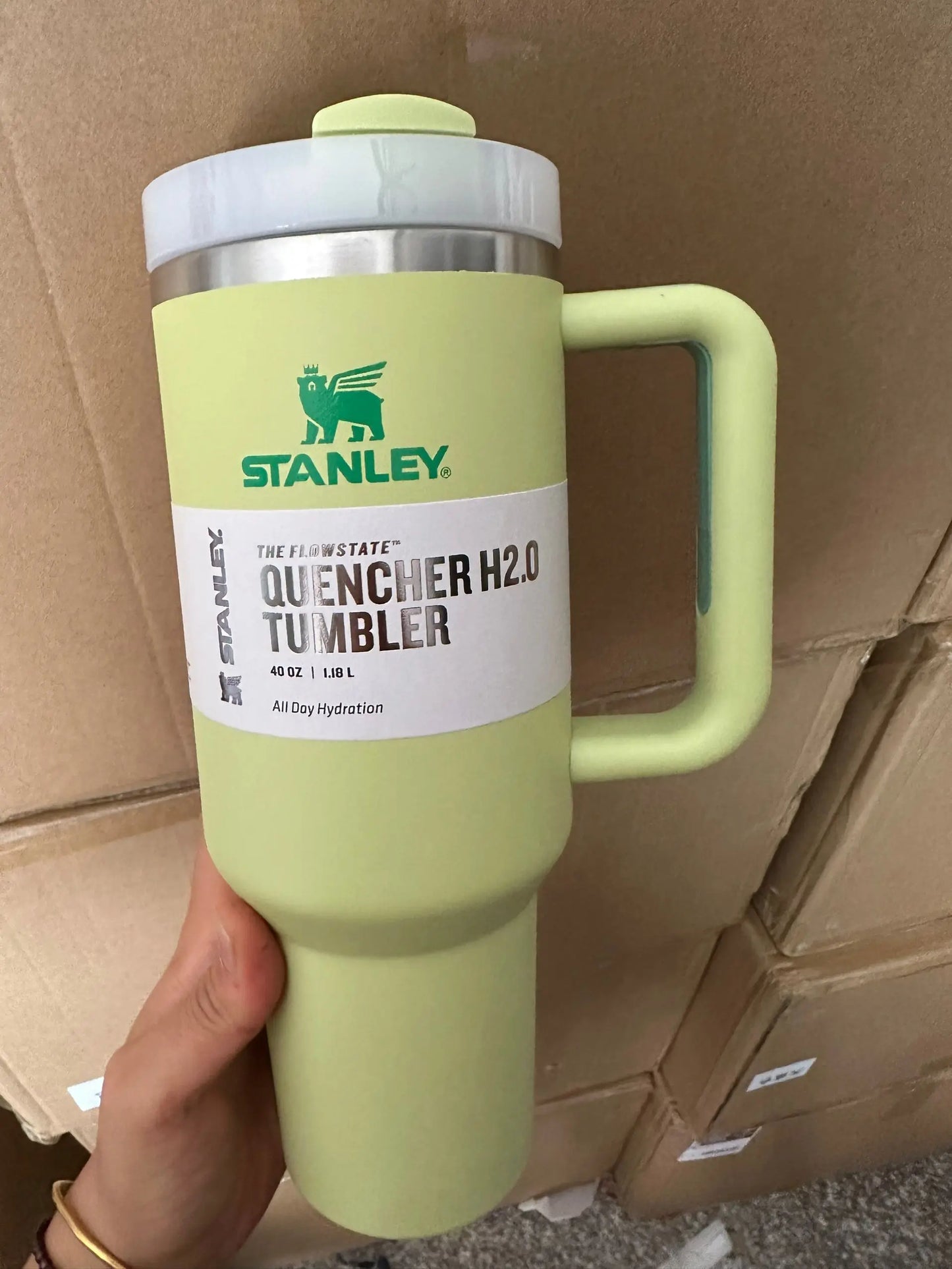 Stainless Steel Vacuum Insulated Stanley Travel Tumbler with Handle & Straw 40oz | GreenLifeHuman Emporium