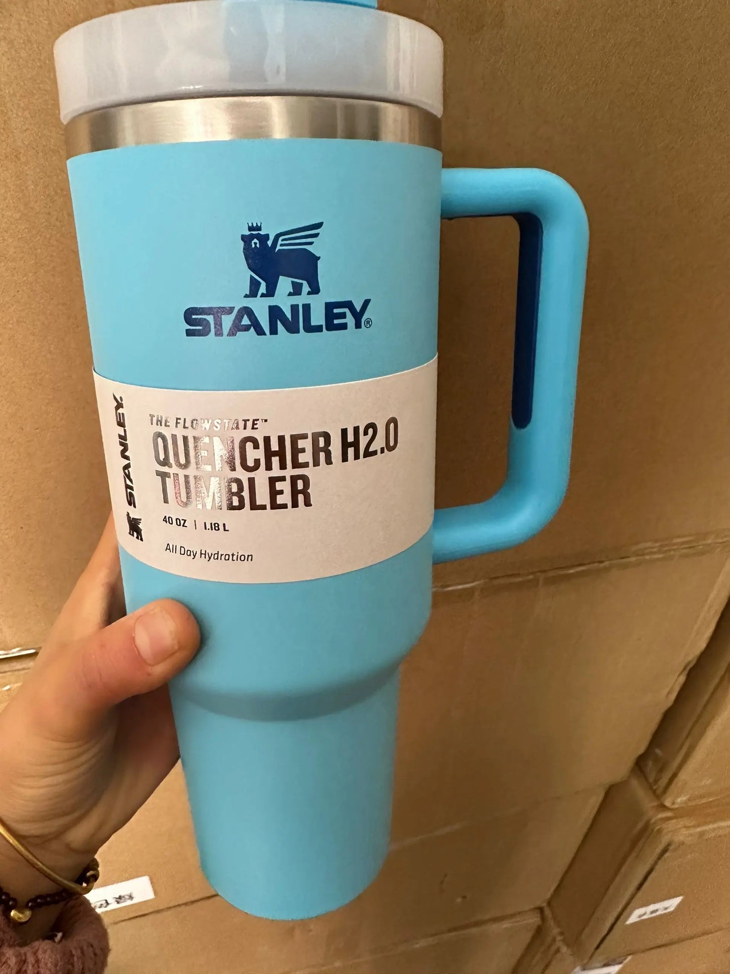 Stainless Steel Vacuum Insulated Stanley Travel Tumbler with Handle & Straw 40oz | GreenLifeHuman Emporium