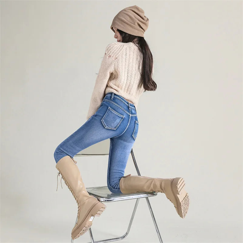 Warm Thick Fleece Stretchy Skinny Women Jeans | GreenLifeHuman Emporium