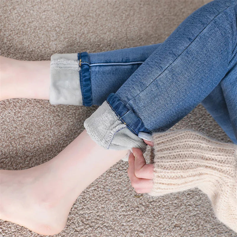 Warm Thick Fleece Stretchy Skinny Women Jeans | GreenLifeHuman Emporium