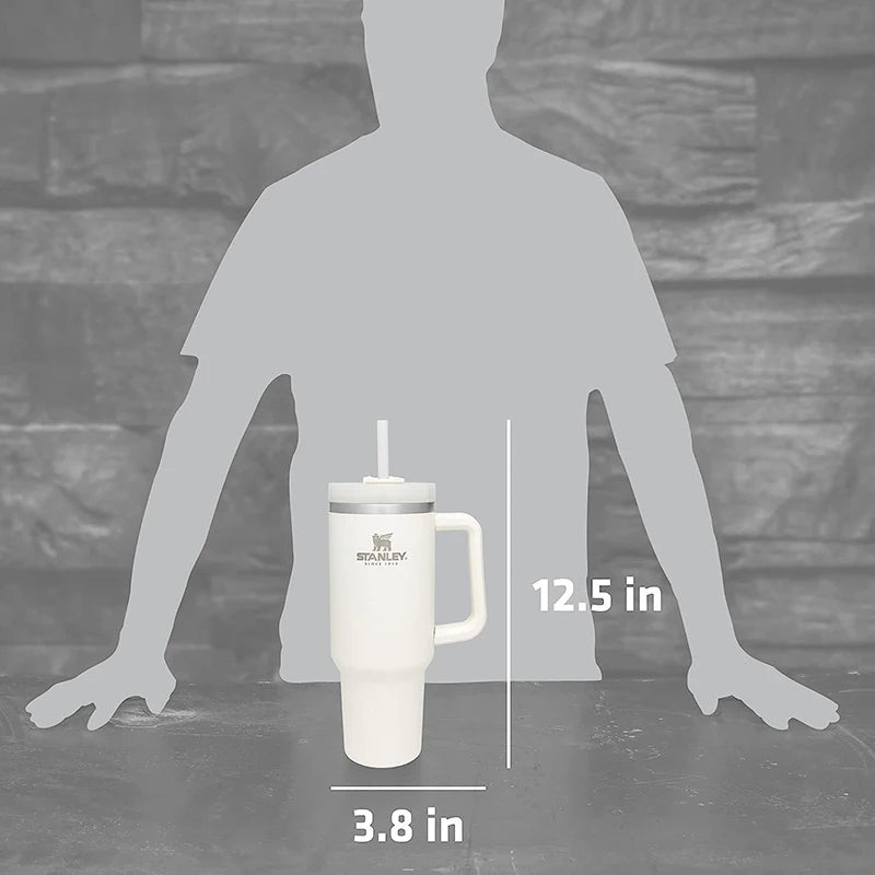 Stainless Steel Vacuum Insulated Stanley Travel Tumbler with Handle & Straw 40oz | GreenLifeHuman Emporium