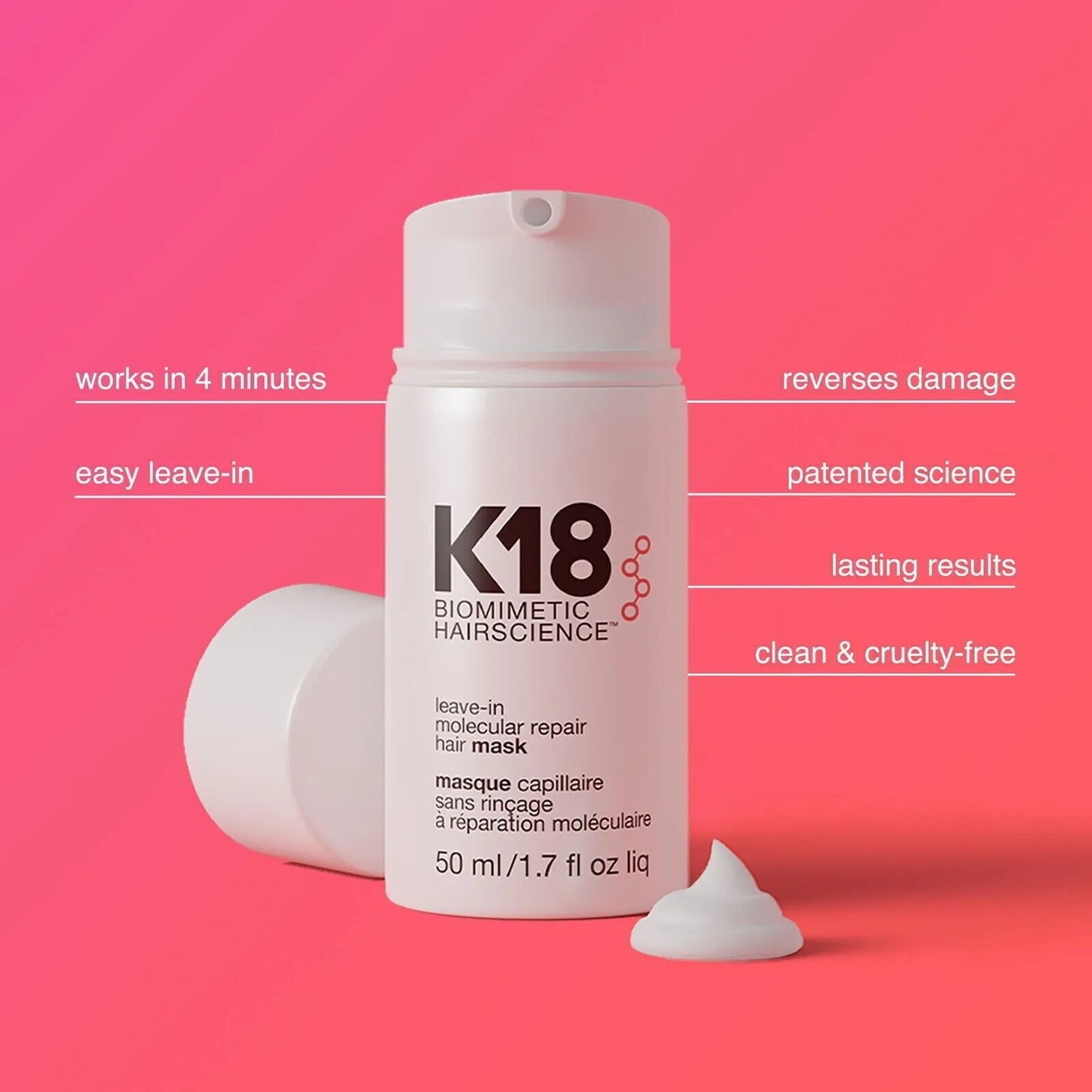 K18 Leave-In Molecular Repair Hair Mask Restore Soft Hair Keratin & Scalp Treatment - 50ml | GreenLifeHuman Emporium