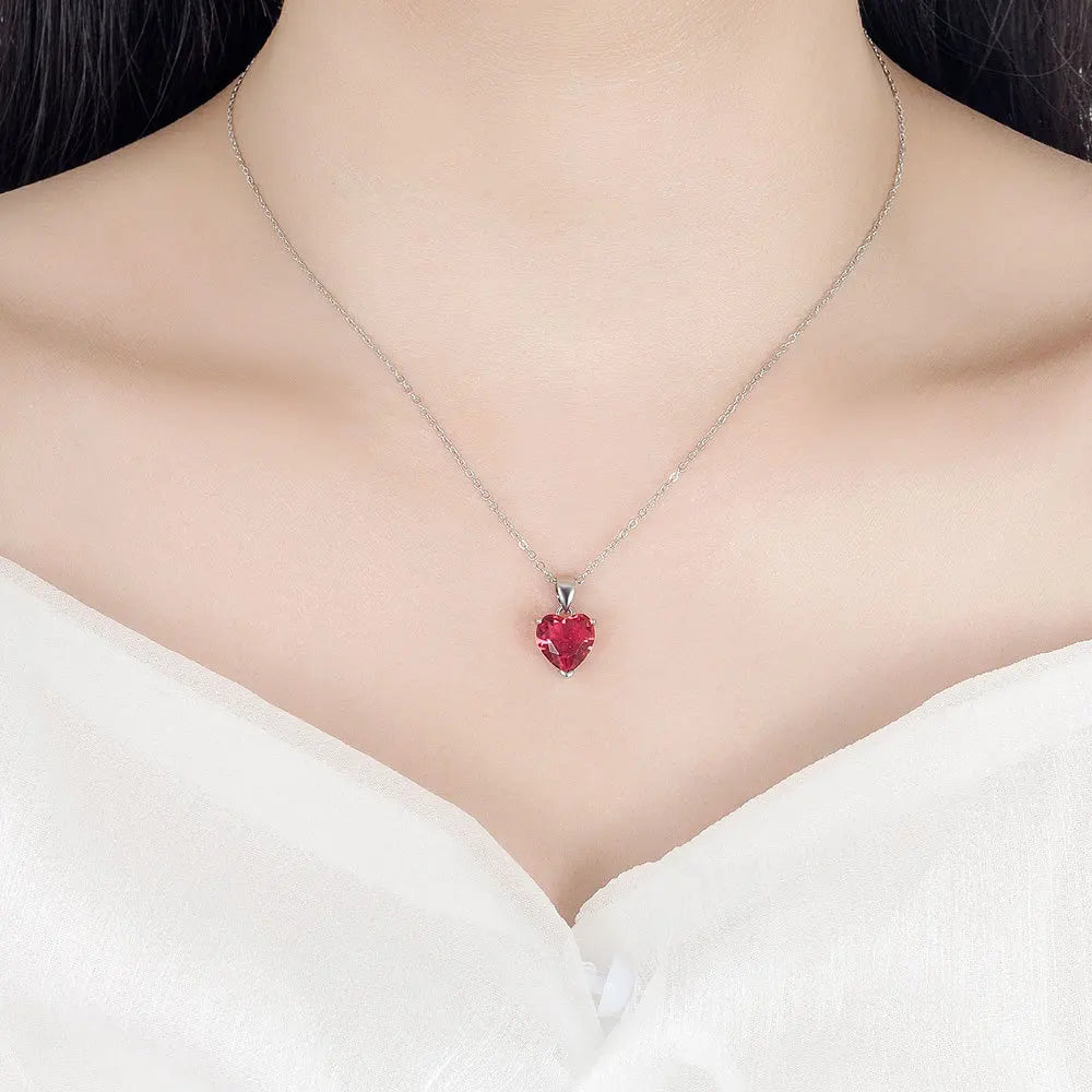 Heart Zircon 925 Sterling Silver Jewelry Set - Ring, Earrings & Necklace | GreenLifeHuman Emporium