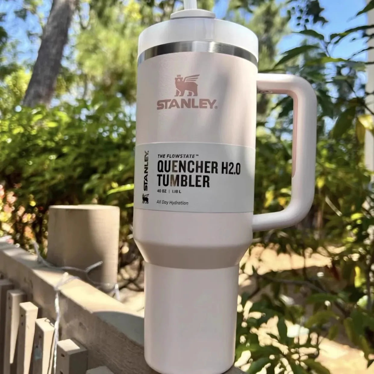 Stainless Steel Vacuum Insulated Stanley Travel Tumbler with Handle & Straw 40oz | GreenLifeHuman Emporium