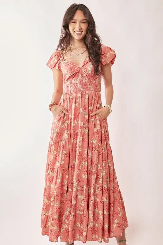 Sunlit Romance: Lightweight Textured Tiered Maxi Dress