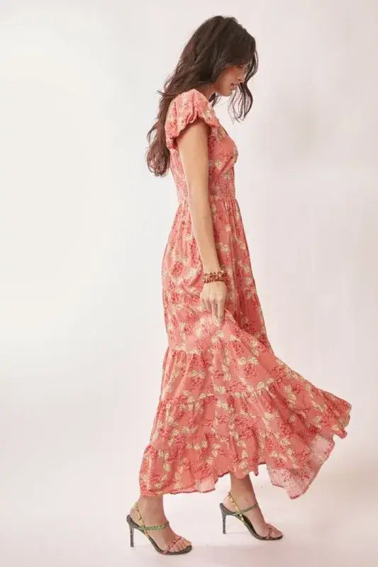 Sunlit Romance: Lightweight Textured Tiered Maxi Dress