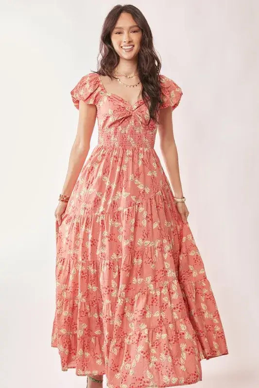 Sunlit Romance: Lightweight Textured Tiered Maxi Dress