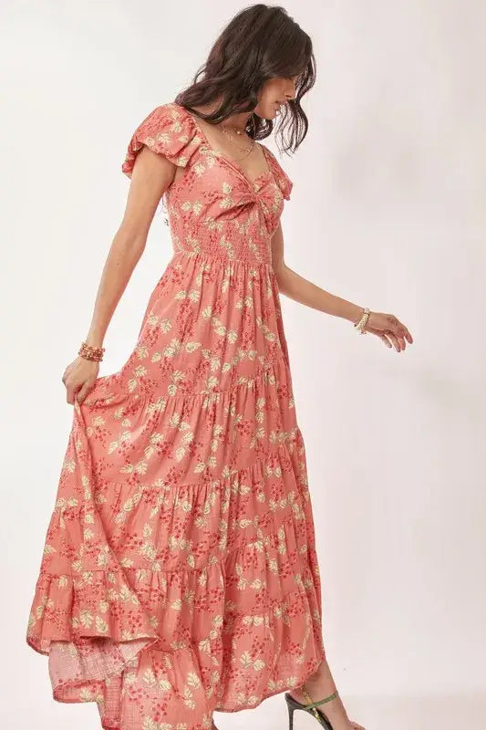 Sunlit Romance: Lightweight Textured Tiered Maxi Dress