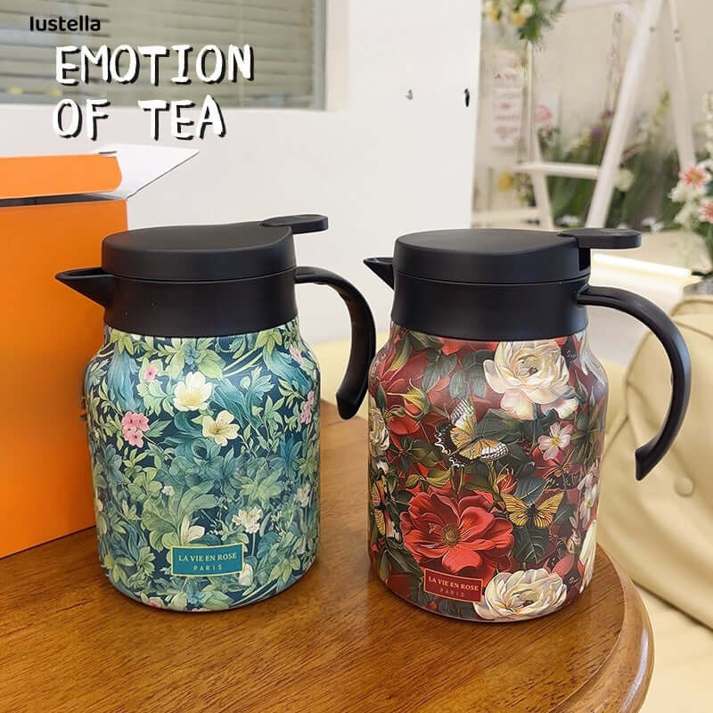 Teatime Charm: Stainless Steel Floral Infusion Pitcher with Infuser & Lid