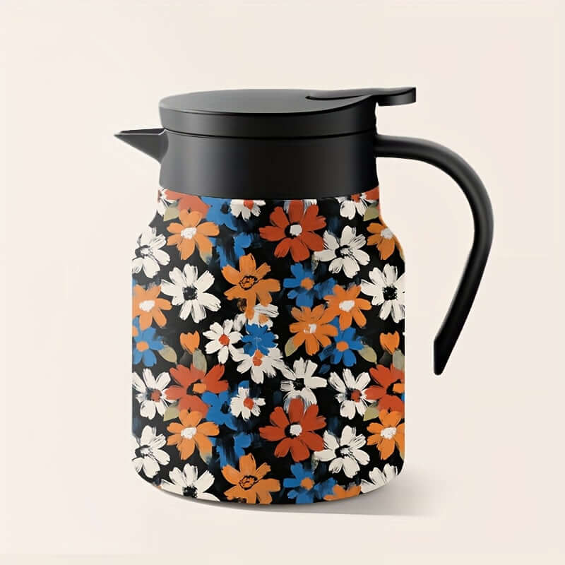 Teatime Charm: Stainless Steel Floral Infusion Pitcher with Infuser & Lid