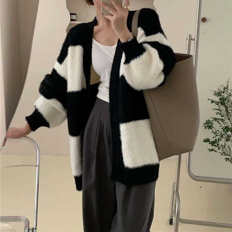 V-Neck Knitted Cardigan - Velvet Elegance
