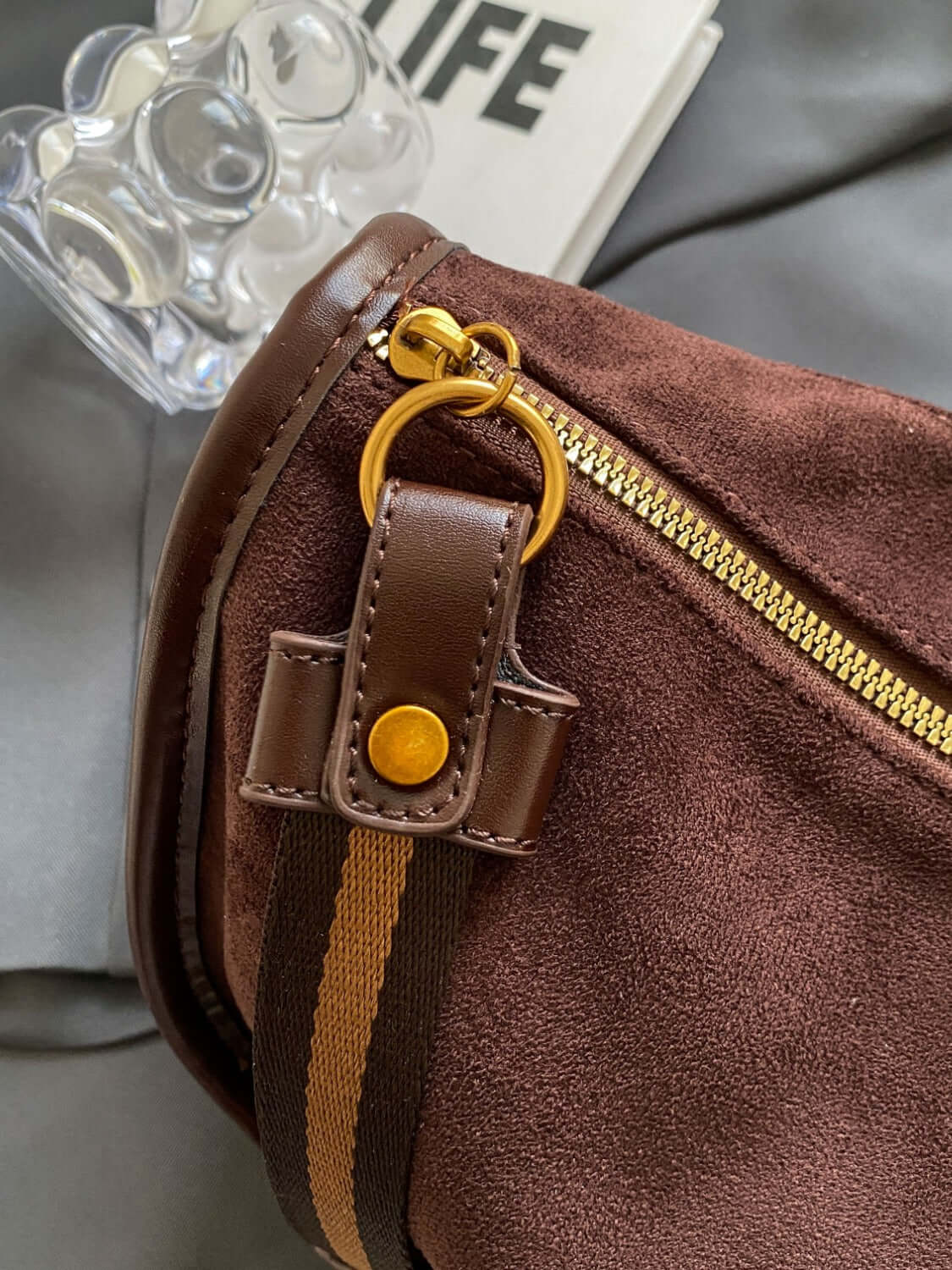 Versatile Suede Shoulder Bag with Adjustable Strap