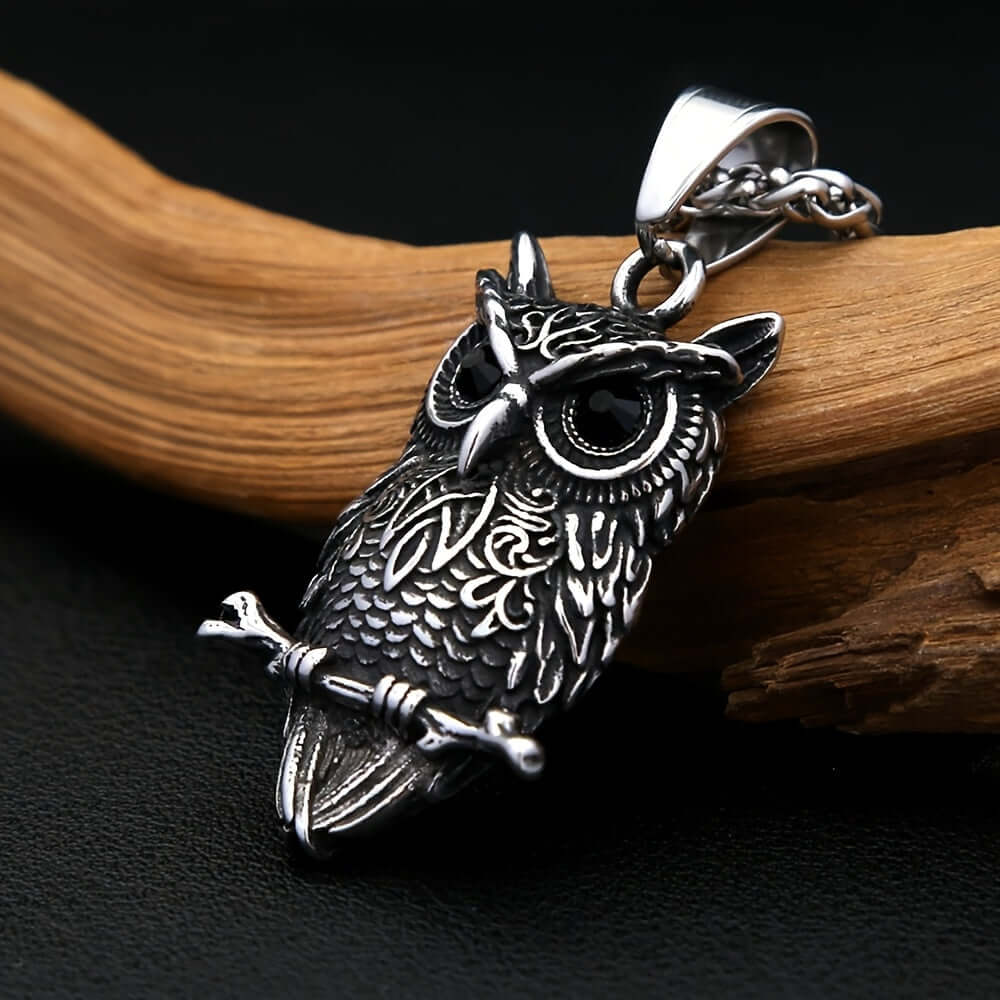 Viking Owl Pendant Necklace – Edgy Premium SS Jewelry