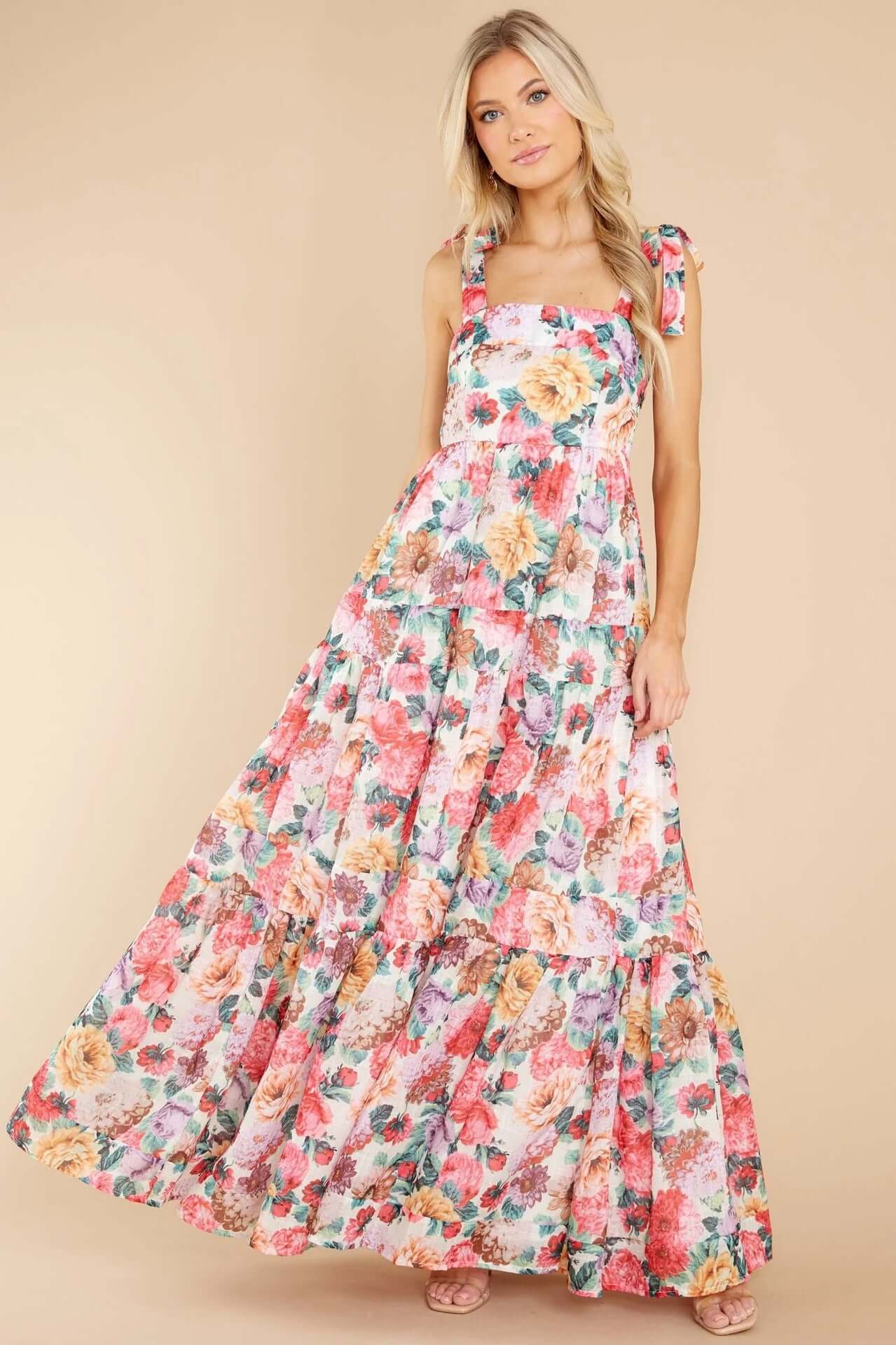 Ethereal Blooms: Floral Wide Strap Maxi Dress