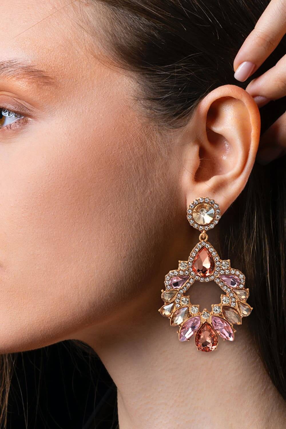 Radiant Fusion: Modern Zinc Alloy and Glass Stone Dangle Earrings