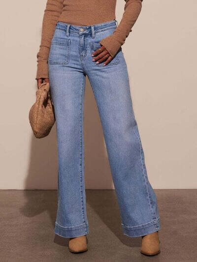 Elevated Denim: High-Rise Wide Leg Jeans