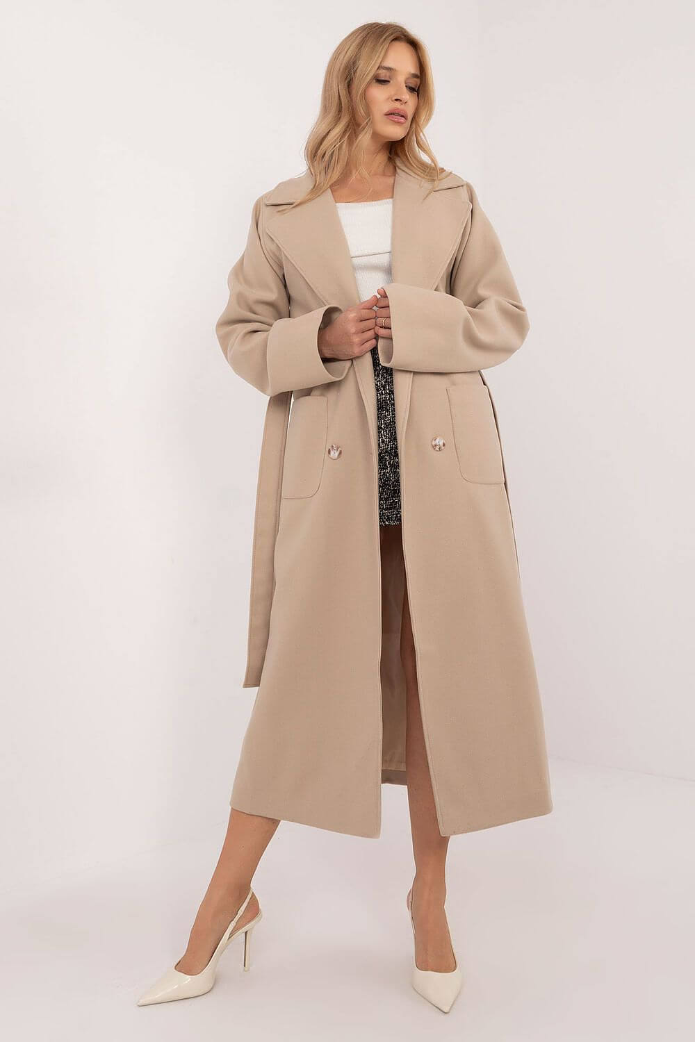 Sophisticated Layers: Women's long Wool Blend Coat