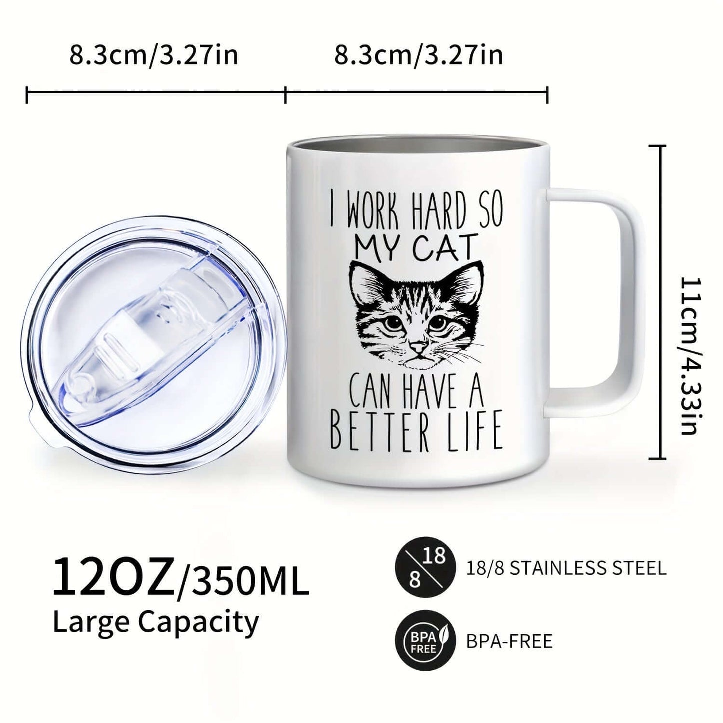 Feline Motivation: 12oz Travel Mug for Cat Lovers