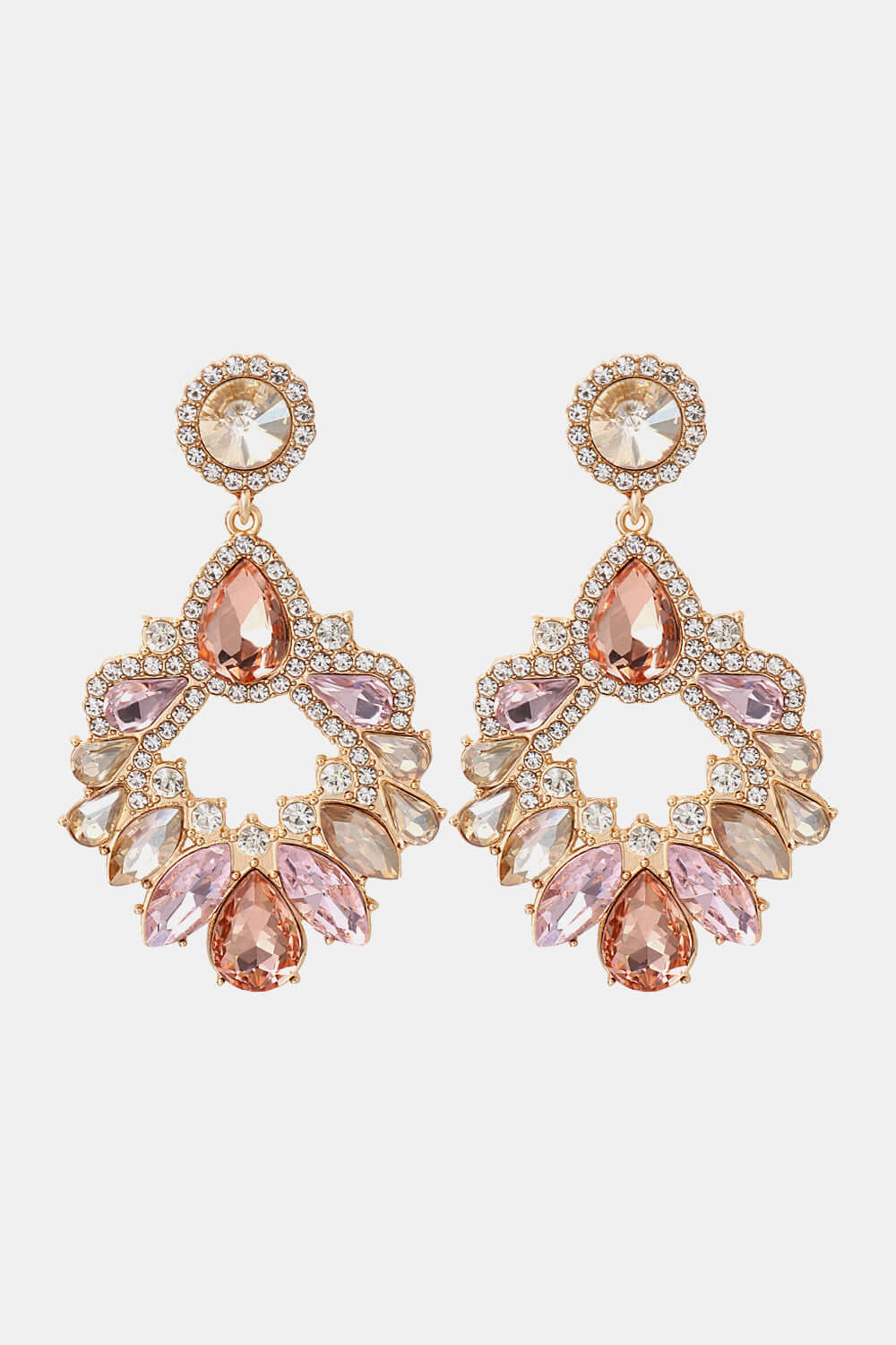 Radiant Fusion: Modern Zinc Alloy and Glass Stone Dangle Earrings