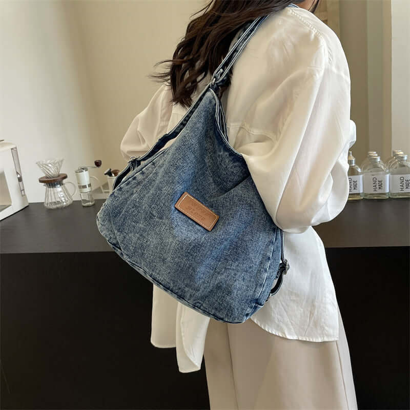 Denim Chic: Adjustable Strap Shoulder Bag