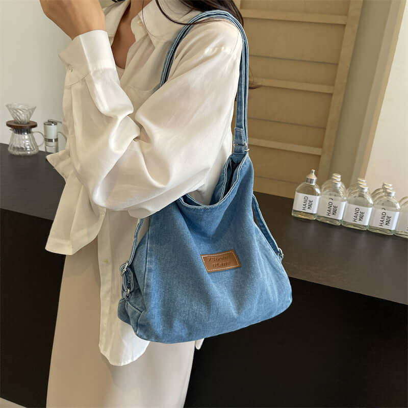 Denim Chic: Adjustable Strap Shoulder Bag