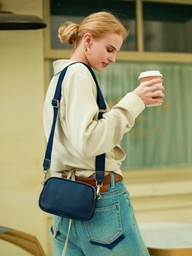 Small Travel Genuine Leather Mini Crossbody - Navy Blue | GreenLifeHuman Emporium